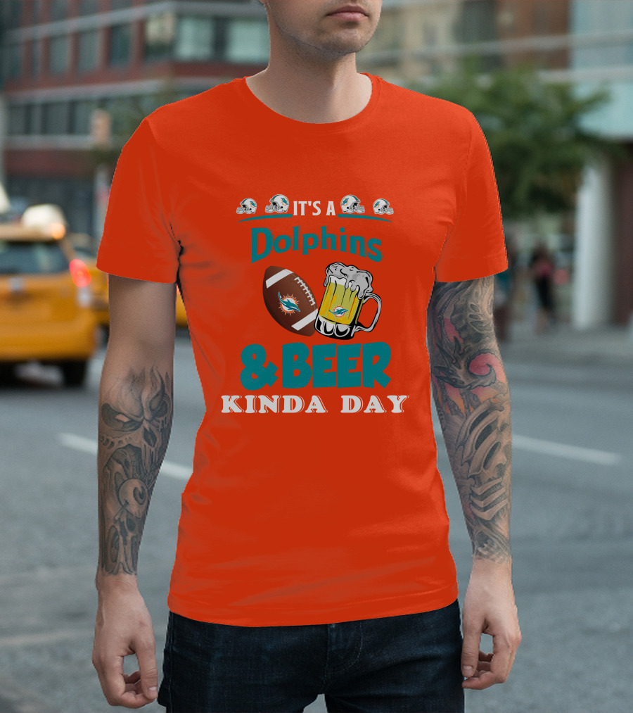 Miami Dolphins Beer Football and Helmet Kind of Day T-Shirt