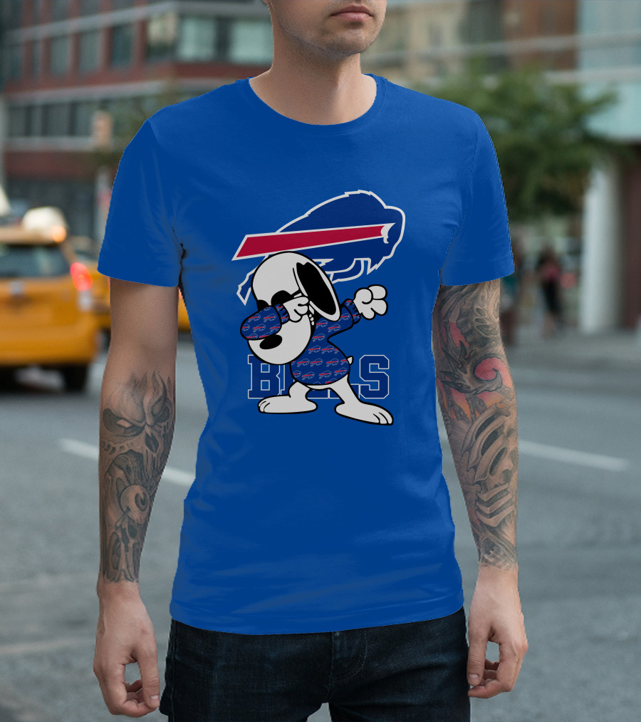 Buffalo Bills Snoopy Dabbing Bills Logo Football T-Shirt