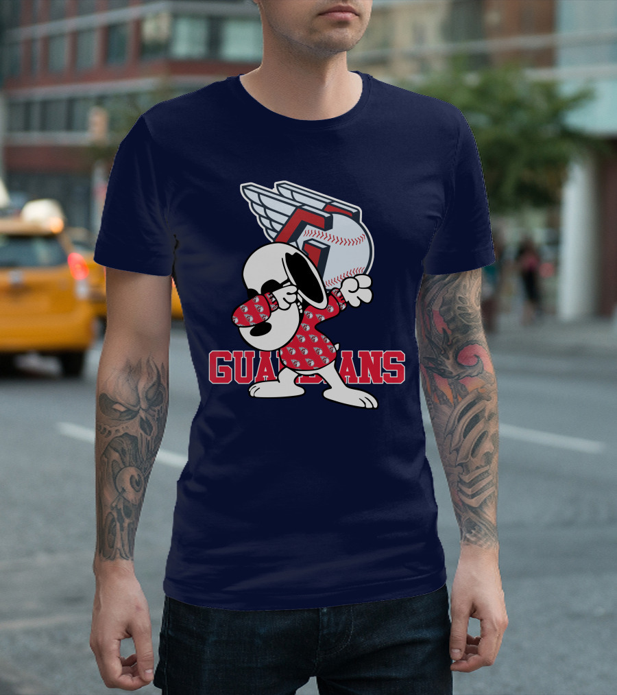 Cleveland Guardians Snoopy Dabbing Baseball T-Shirt