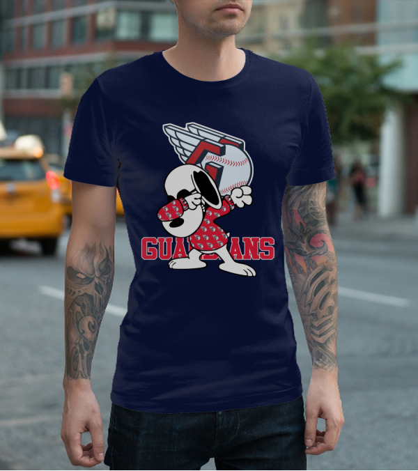 Cleveland Guardians Snoopy Dabbing Baseball T-Shirt