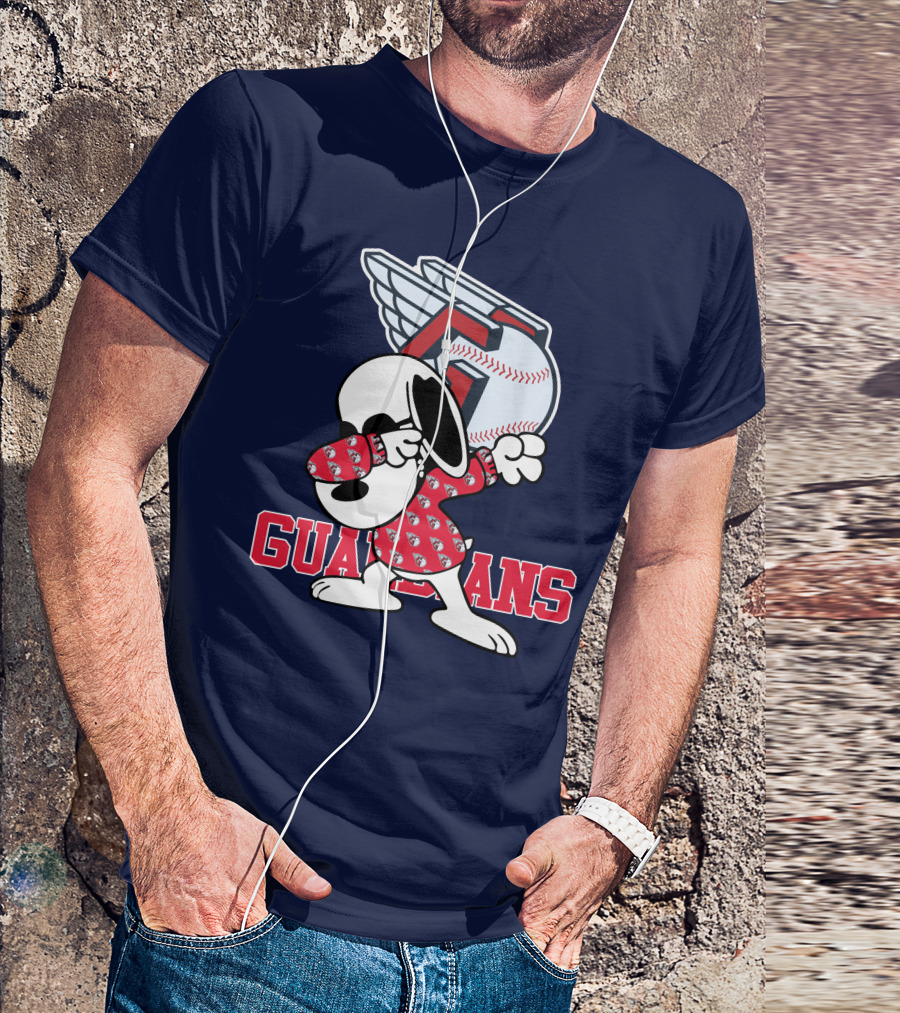 Cleveland Guardians Snoopy Dabbing Baseball T-Shirt