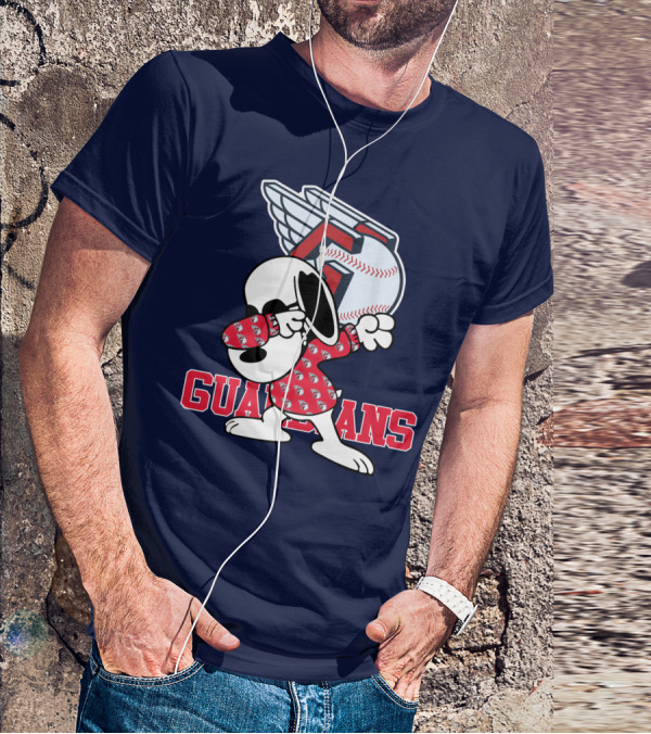 Cleveland Guardians Snoopy Dabbing Baseball T-Shirt