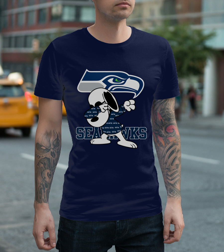 Seattle Seahawks Snoopy Dabbing NFL Team Fan Apparel Bowing Dance T-Shirt