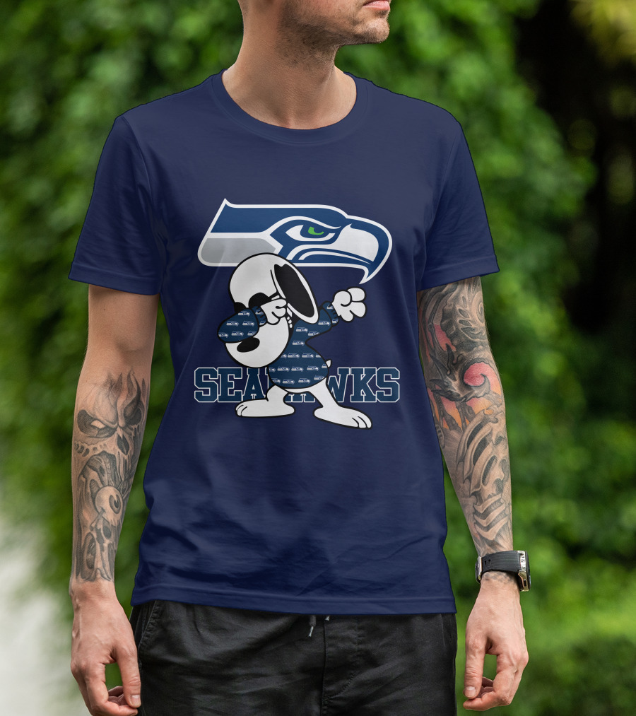 Seattle Seahawks Snoopy Dabbing NFL Team Fan Apparel Bowing Dance T-Shirt