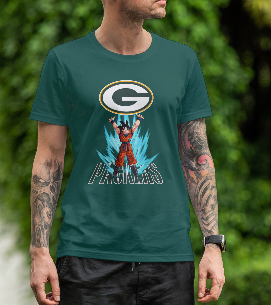 Green Bay Packers Goku Super Saiyan Power Up T-Shirt