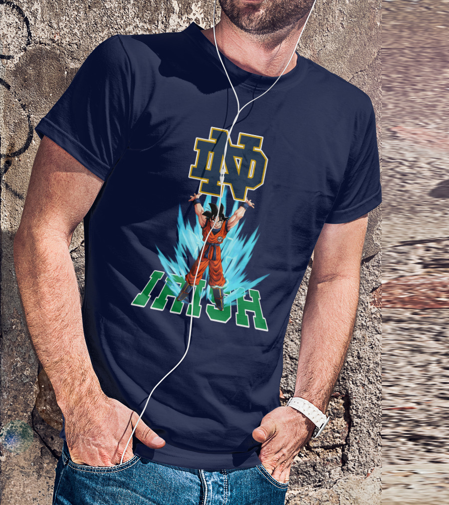 Notre Dame Fighting Irish Dbz Super Saiyan Goku Spirit Bomb T-Shirt
