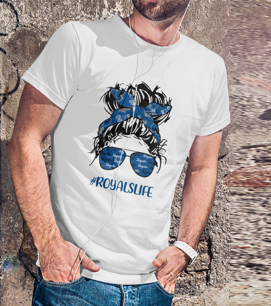 Kansas City Royals Messy Hairband Girl Glasses #RoyalsLife T-Shirt
