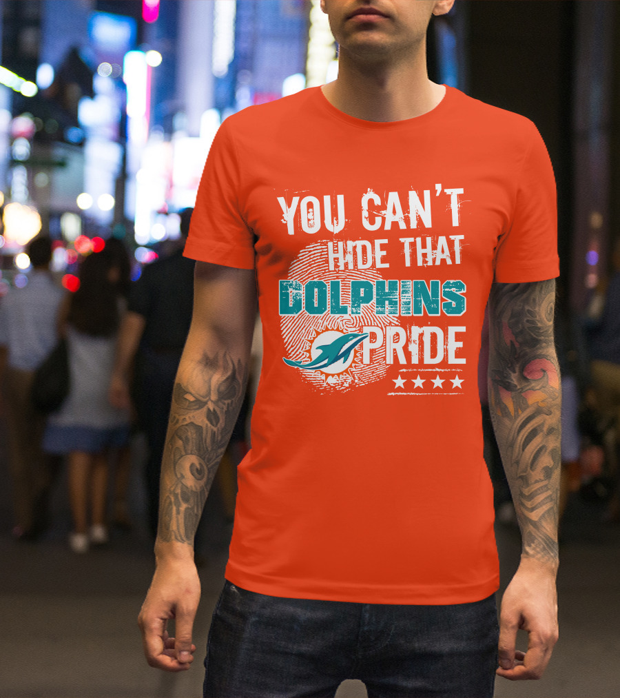 You Can't Hide That Dolphins Pride Miami Football Fans Logo Fingerprint Stars T-Shirt