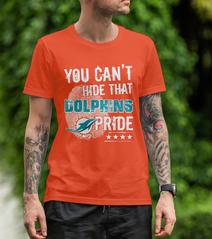 You Can't Hide That Dolphins Pride Miami Football Fans Logo Fingerprint Stars T-Shirt