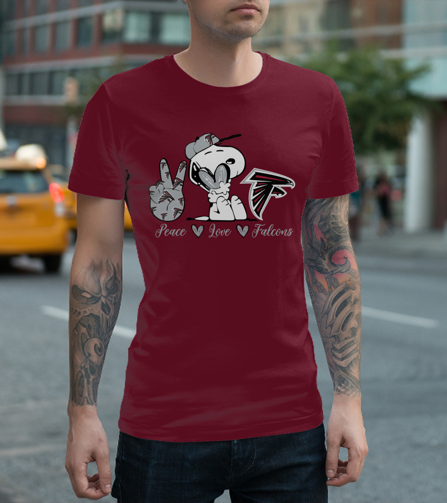 Snoopy Peace Love Falcons Atlanta Football T-Shirt