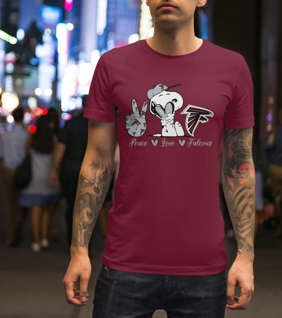 Snoopy Peace Love Falcons Atlanta Football T-Shirt