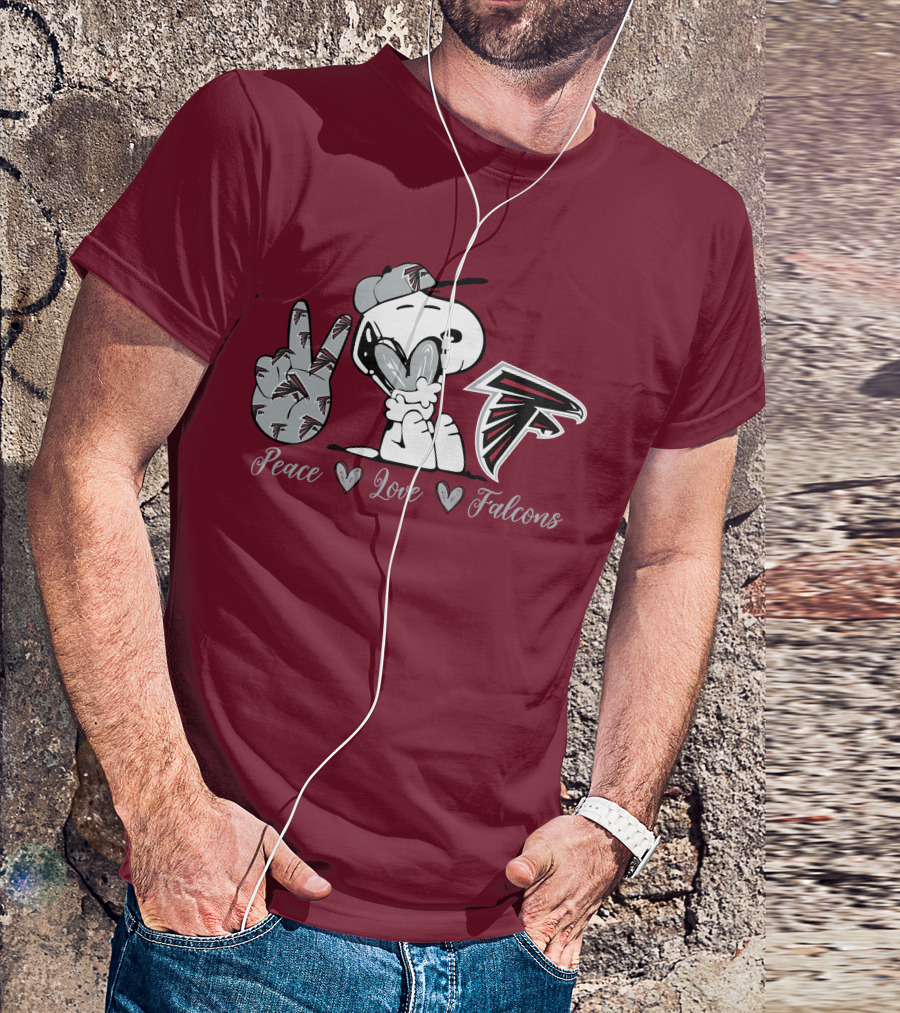 Snoopy Peace Love Falcons Atlanta Football T-Shirt