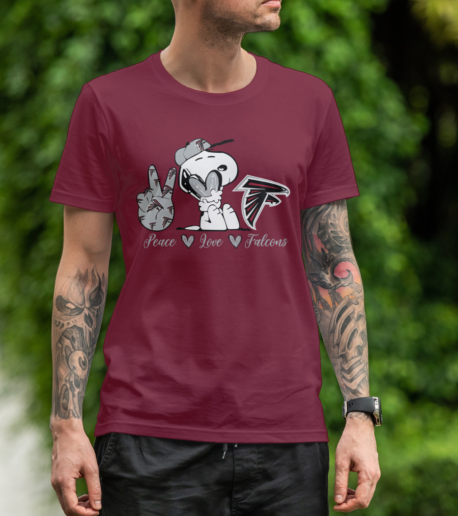Snoopy Peace Love Falcons Atlanta Football T-Shirt