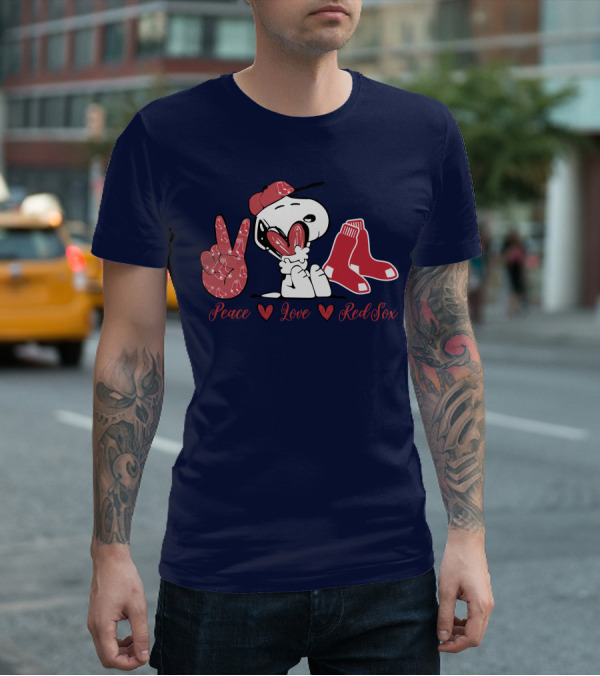 Peace Love Snoopy Red Sox T-Shirt