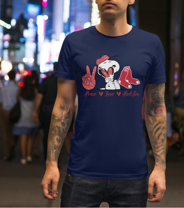 Peace Love Snoopy Red Sox T-Shirt