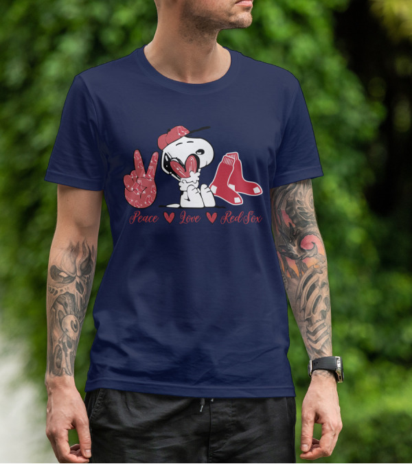 Peace Love Snoopy Red Sox T-Shirt