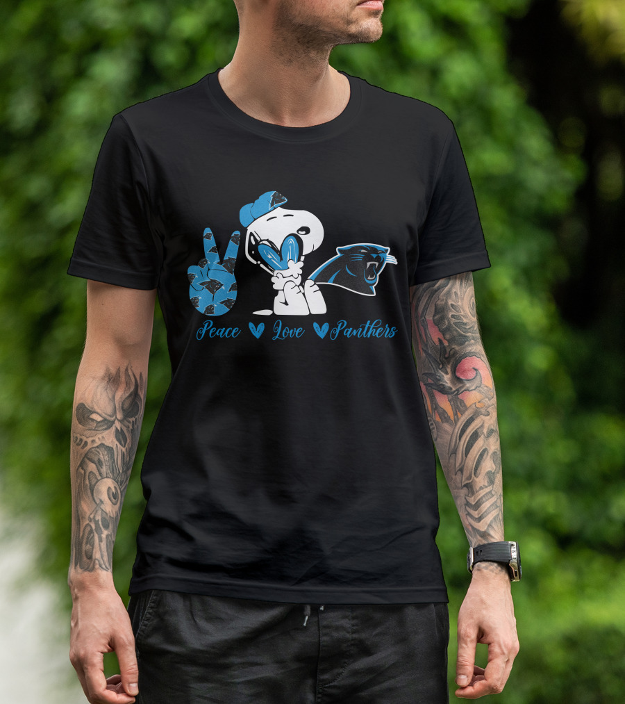 Peace Love Panthers Snoopy Carolina Panthers T-Shirt
