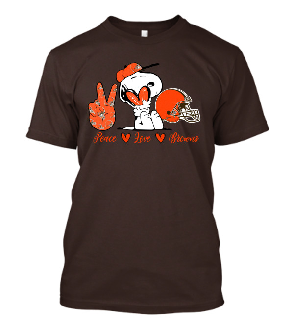 Peace Love Browns Snoopy Cleveland Browns Helmet T-Shirt