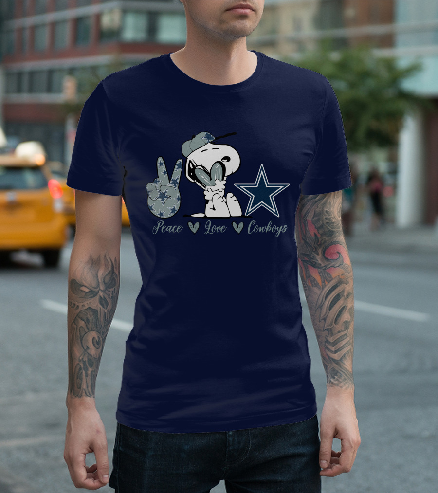 Peace Love Cowboys Snoopy Dallas Cowboys T-Shirt