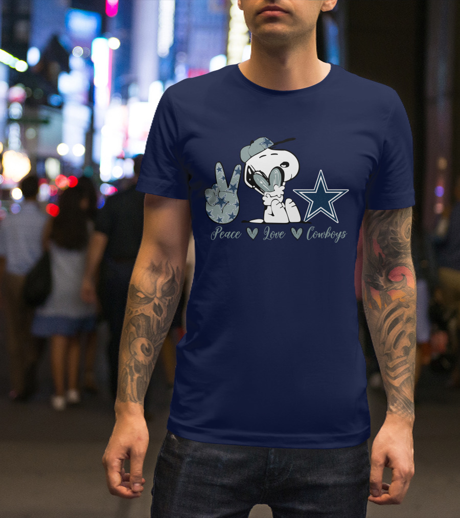 Peace Love Cowboys Snoopy Dallas Cowboys T-Shirt