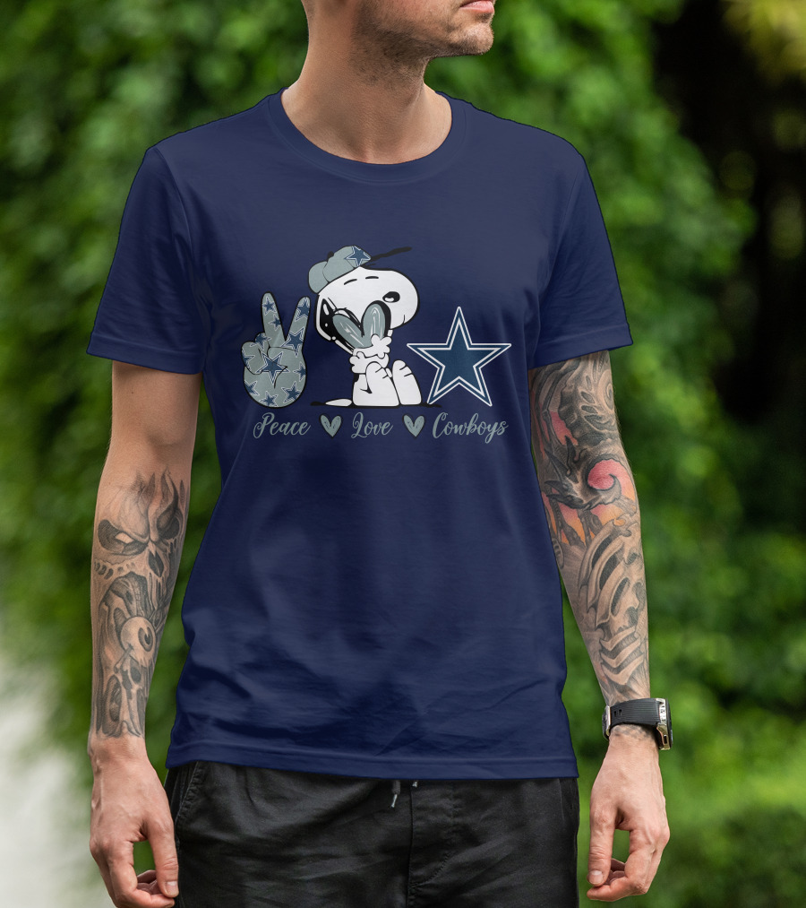 Peace Love Cowboys Snoopy Dallas Cowboys T-Shirt