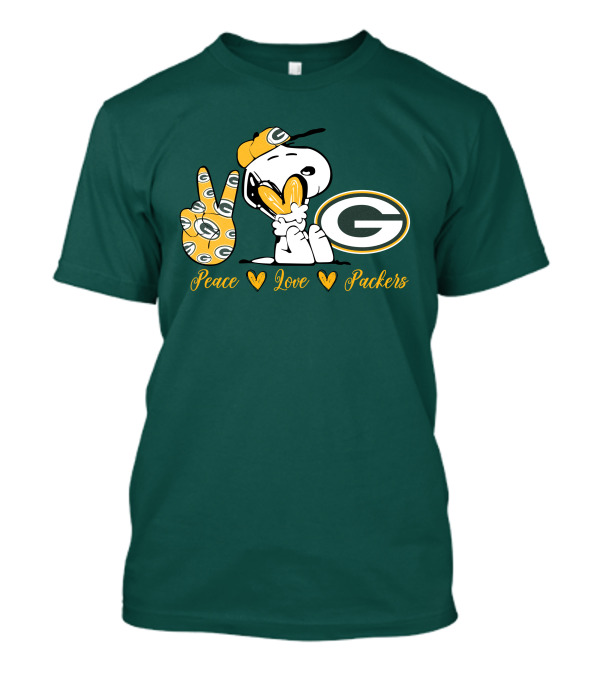 Peace Love Packers Snoopy Green Bay Packers T-Shirt