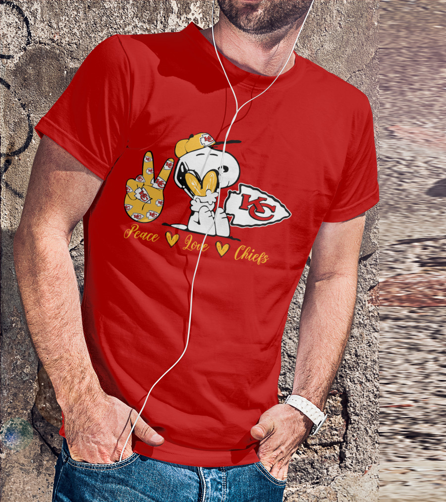 Peace Love Kansas City Chiefs Snoopy Nfl Emojis T-Shirt