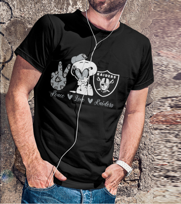 Peace Love Raiders Snoopy Football T-Shirt