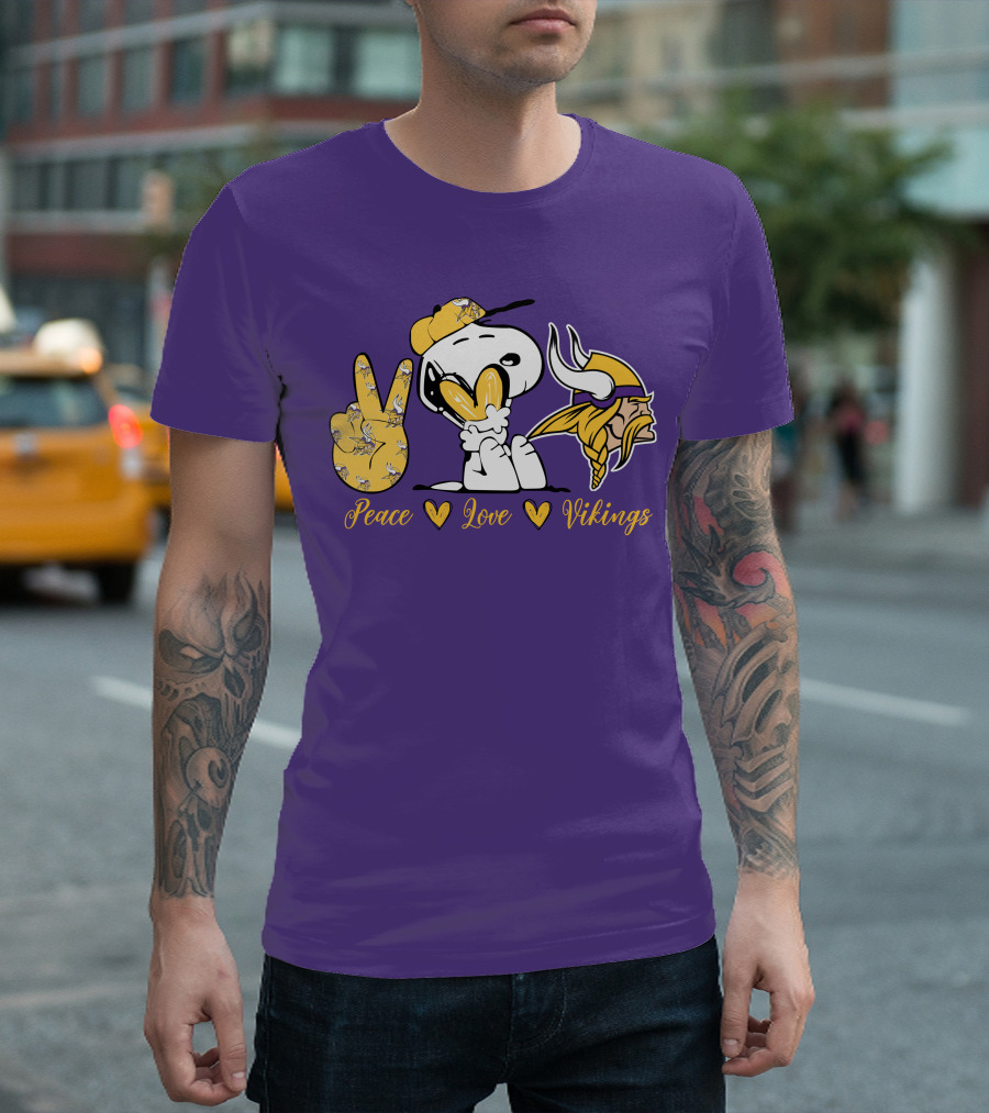 Peace Love Vikings Snoopy Minnesota T-Shirt