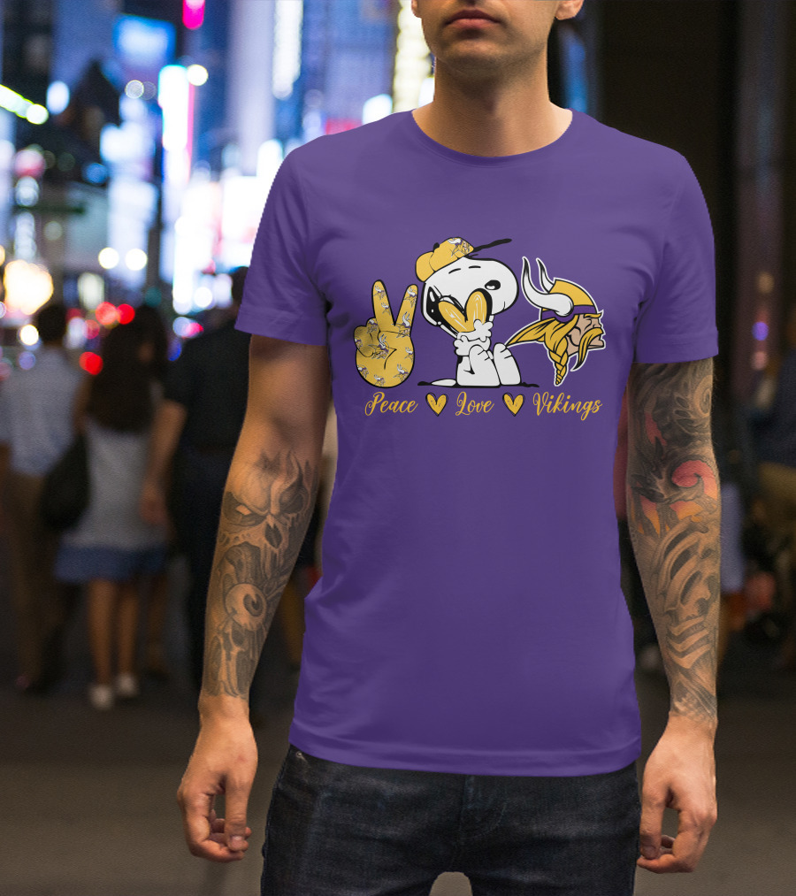 Peace Love Vikings Snoopy Minnesota T-Shirt