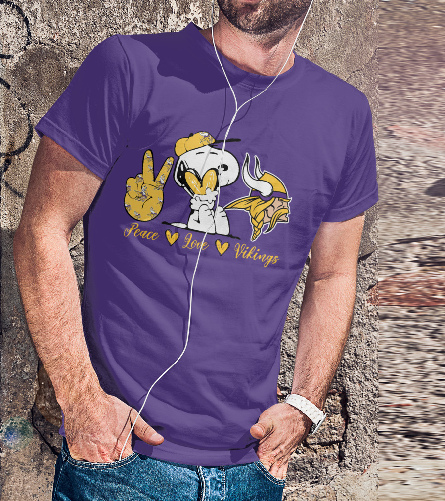 Peace Love Vikings Snoopy Minnesota T-Shirt