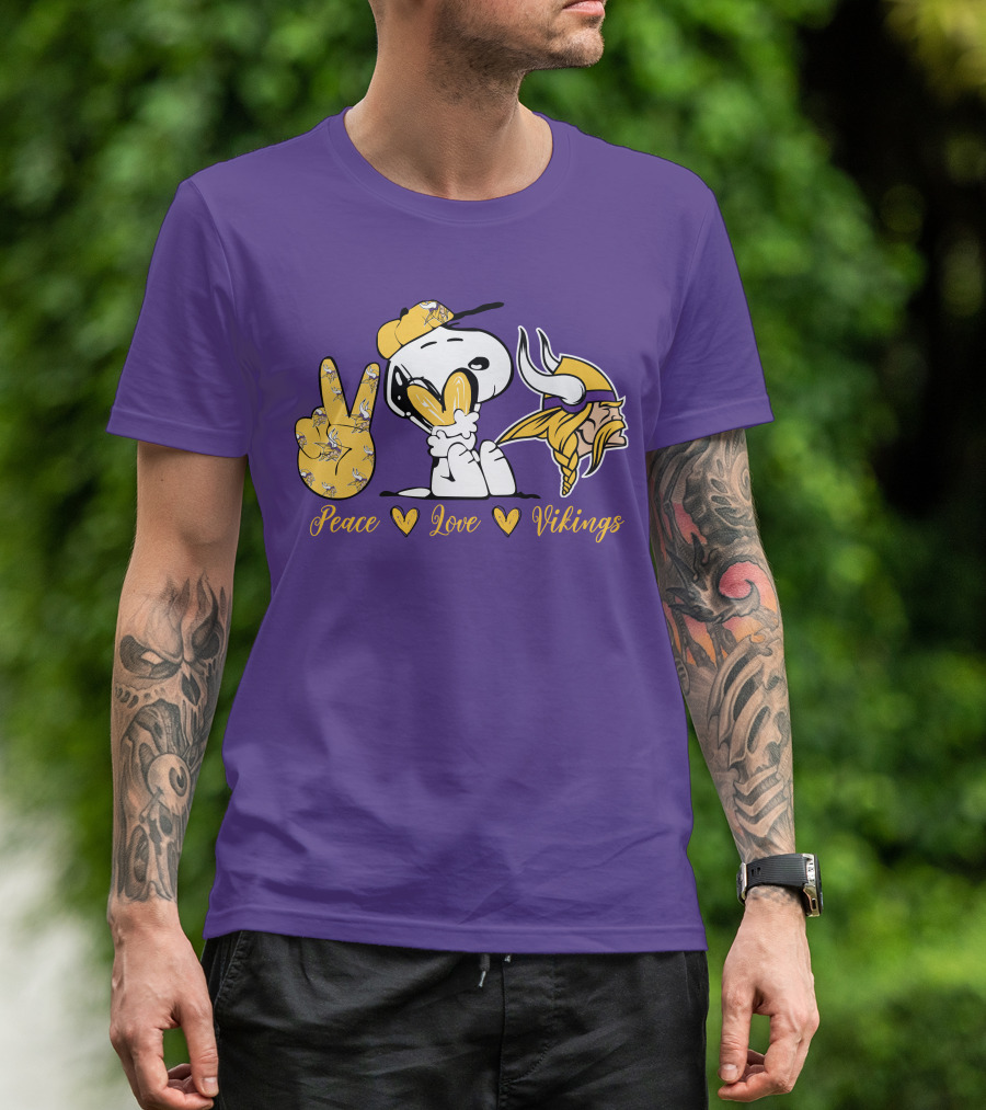 Peace Love Vikings Snoopy Minnesota T-Shirt