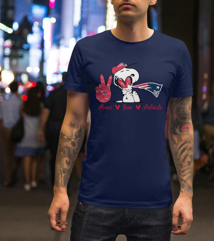 Peace Love Patriots Snoopy New England T-Shirt