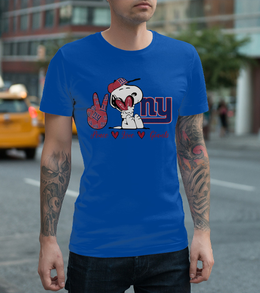 Peace Love New York Giants Snoopy Ny T-Shirt