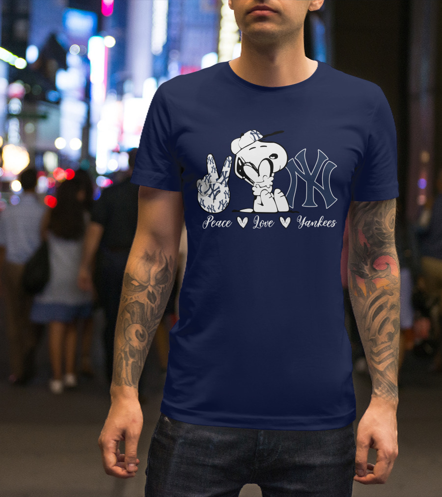 Peace Love Yankees Snoopy Ny Yankees T-Shirt