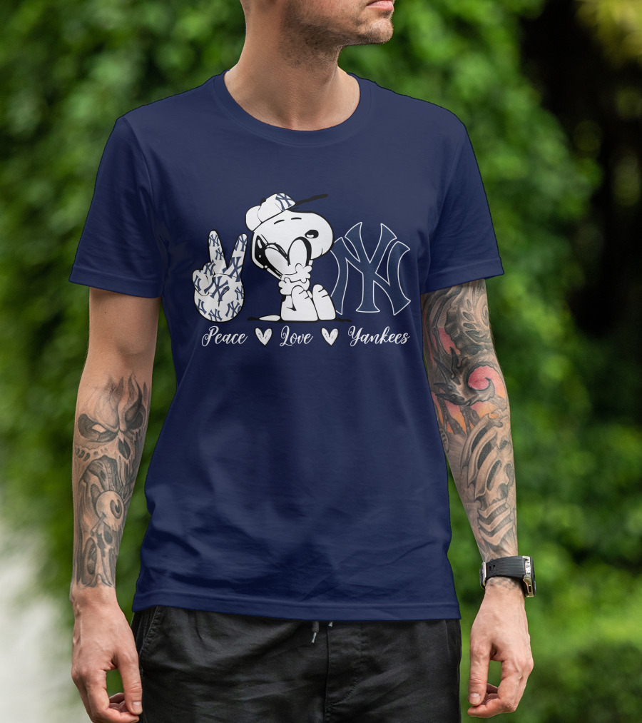 Peace Love Yankees Snoopy Ny Yankees T-Shirt