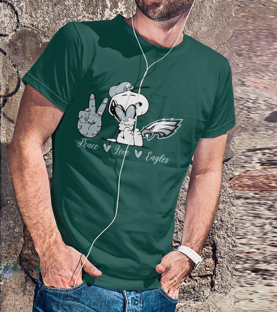 Peace Love Snoopy Philadelphia Eagles T-Shirt
