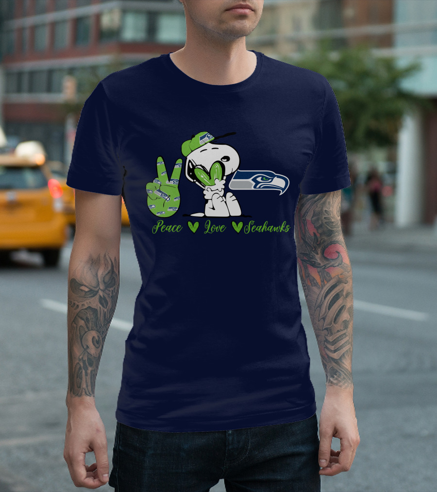 Snoopy Peace Love Seahawks T-Shirt