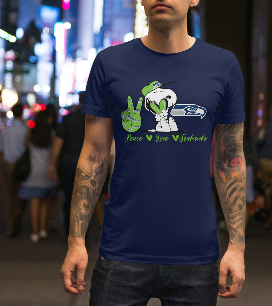 Snoopy Peace Love Seahawks T-Shirt