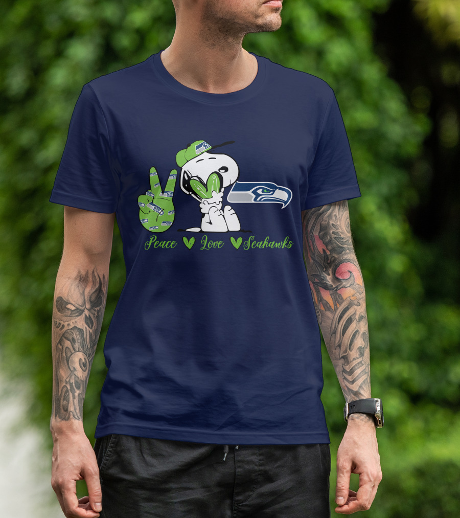Snoopy Peace Love Seahawks T-Shirt