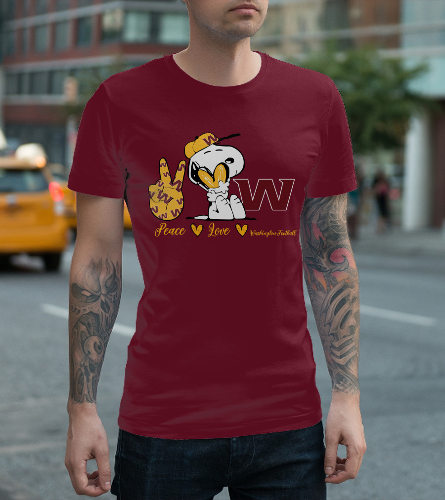 Peace Love Washington Football Snoopy W T-Shirt