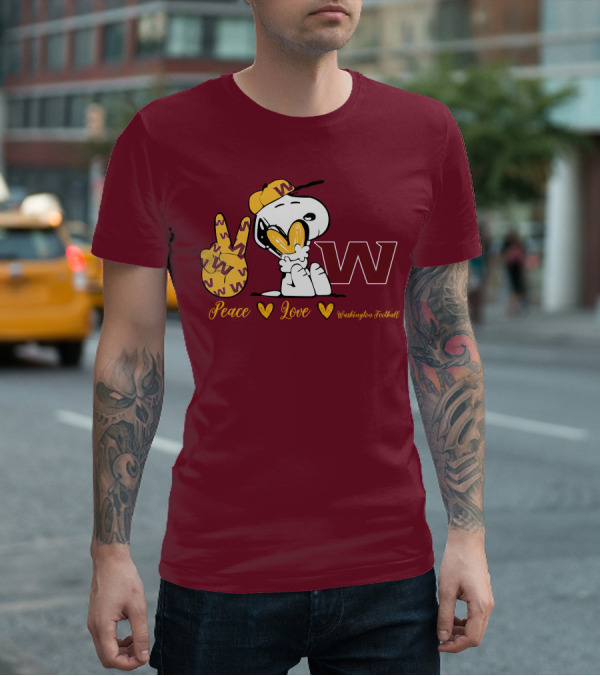Peace Love Washington Football Snoopy W T-Shirt