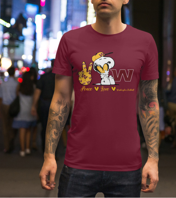Peace Love Washington Football Snoopy W T-Shirt