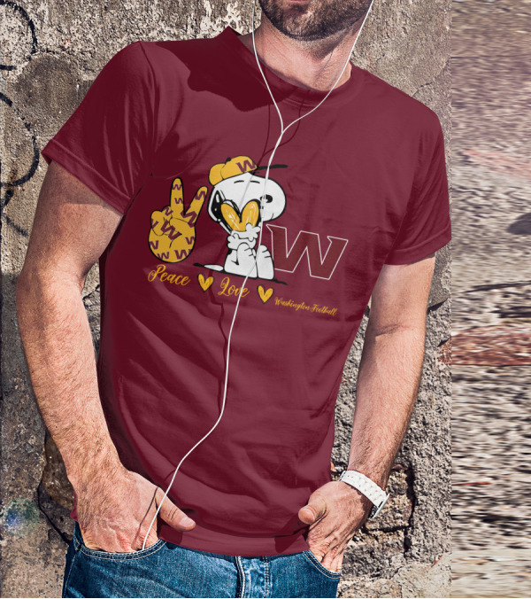 Peace Love Washington Football Snoopy W T-Shirt