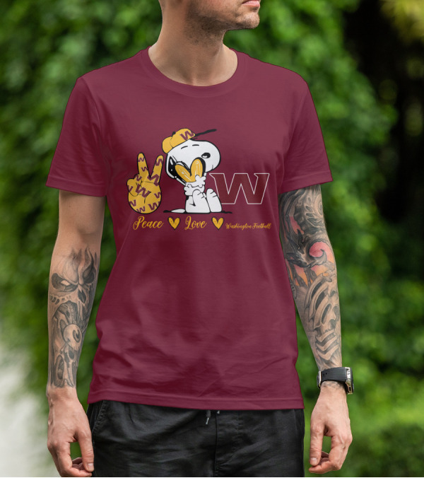 Peace Love Washington Football Snoopy W T-Shirt