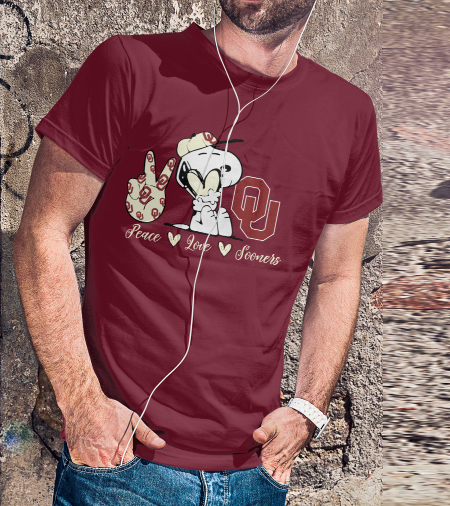 Peace Love Oklahoma Sooners Snoopy Ou T-Shirt