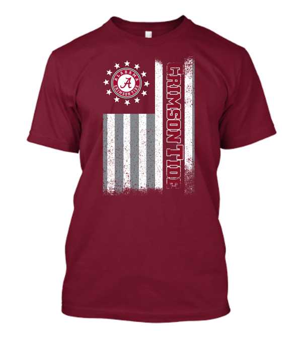 Alabama Crimson Tide Logo Stars And Stripes American Flag T-Shirt