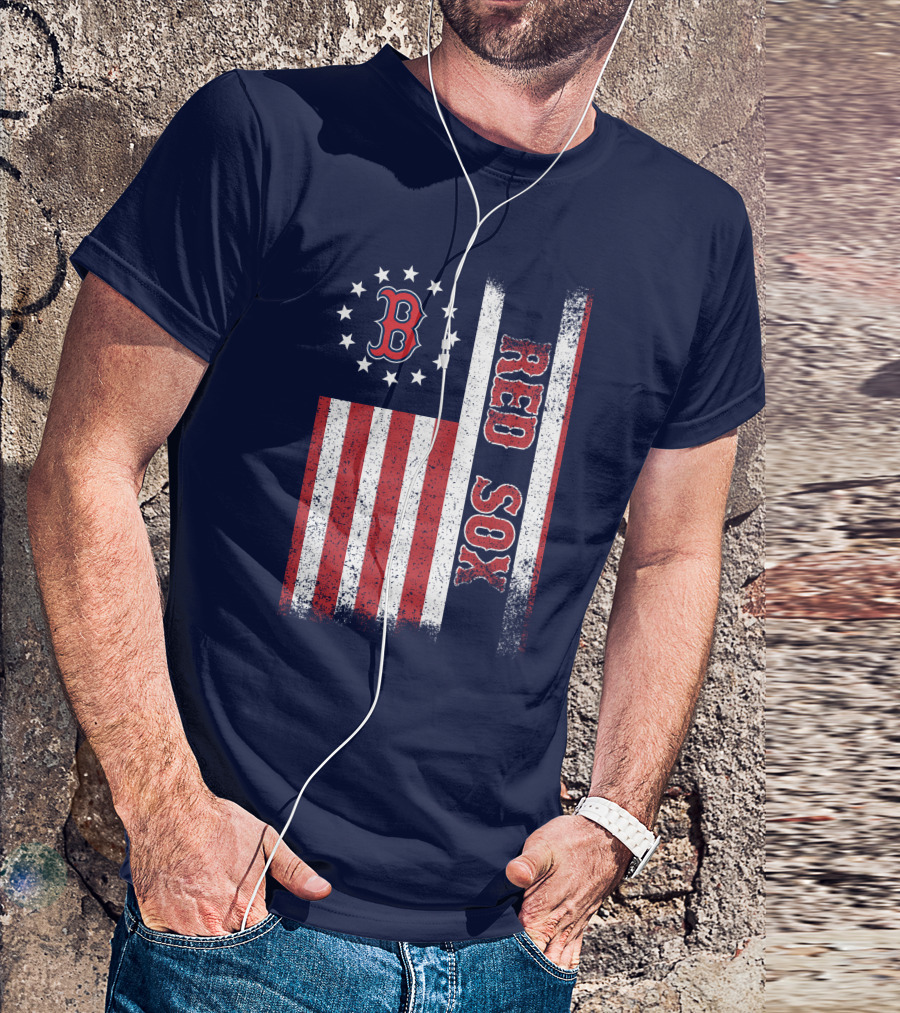 Boston Red Sox American Flag Stars And Stripes T-Shirt