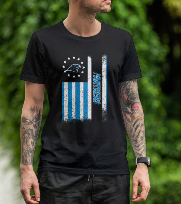 Carolina Panthers American Flag Stars And Stripes T-Shirt