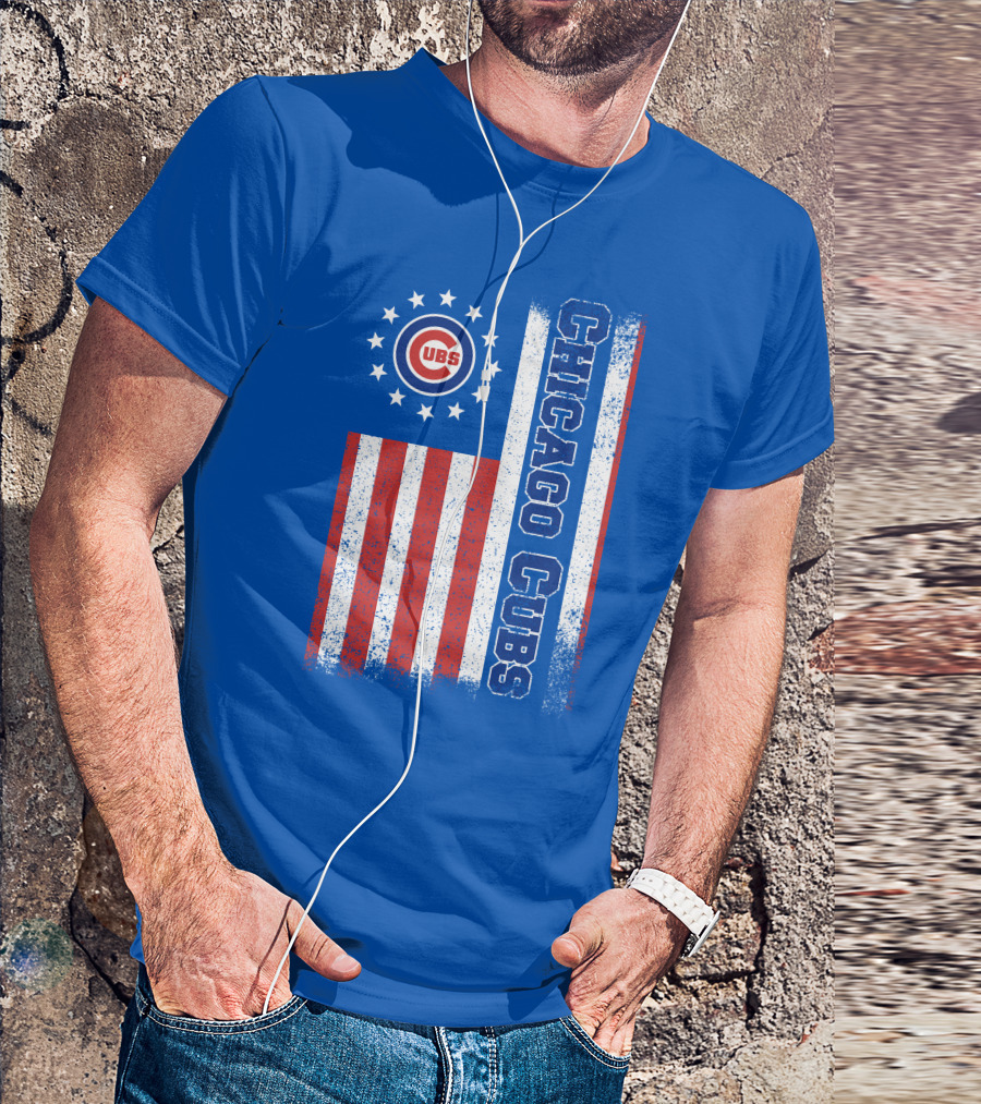 Chicago Cubs Stars Stripes American Flag T-Shirt